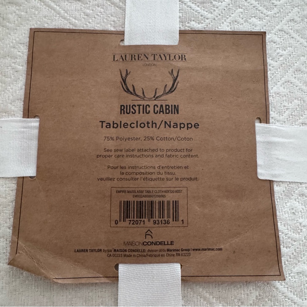 Rustic Cabin Empire White Tablecloth - Picture 3 of 4